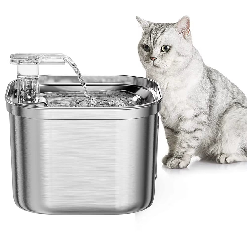 Stainless Steel Cat Drinking Fountain Automatic Pet Fountains Water Dispenser Ultra Quiet Pump Water Foutain for Multiple Pets