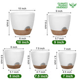 Plant Pots 10/9/8/7.5/7 Inch Self Watering Pots, Set of 5 Plastic Planters with Drainage Holes and Saucers, Plastic Flower Pots, Nursery Planting Pot for Indoor Out Door Plants White