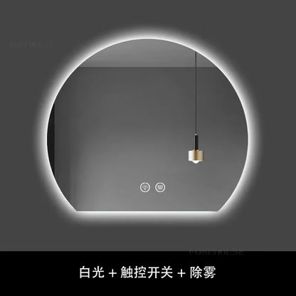 Modern Semi-Circular Smart Bath Mirrors Creative Touch Bathroom Mirror Home Bedroom Special-Shaped Makeup Mirrors with Led Light