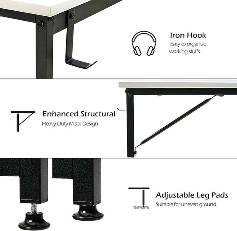 Small Computer Desk for Bedroom White Modern Writing Table for Small Spaces Kids