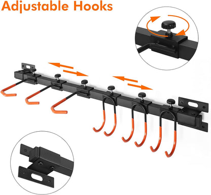 Bike Storage Rack Wall Mount, 6 Garage Bike Rack and 4 Garage Tool Hooks, Bike Hanger for Garage, Garage Bike Wall Organization Garden Tool Organizer, Utility Rack (2-Pack)