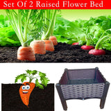 Plastic Raised Garden Bed, Raised Flower Bed, Vegetables Plant Raised Bed Kits, Herbs Flowers Growing Box Container with Legs, Drainage Holes for Garden Patio Balcony Restaurant (Set of 2)