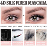 4 Pcs 4D Silk Fiber Lash Mascara Liquid Lash Extension Makeup Eye Lash Kit Luxuriously Longer Thicker Voluminous Eyelashes Waterproof Smudge-Proof Natural No Clumping Smudging Lasting All Day