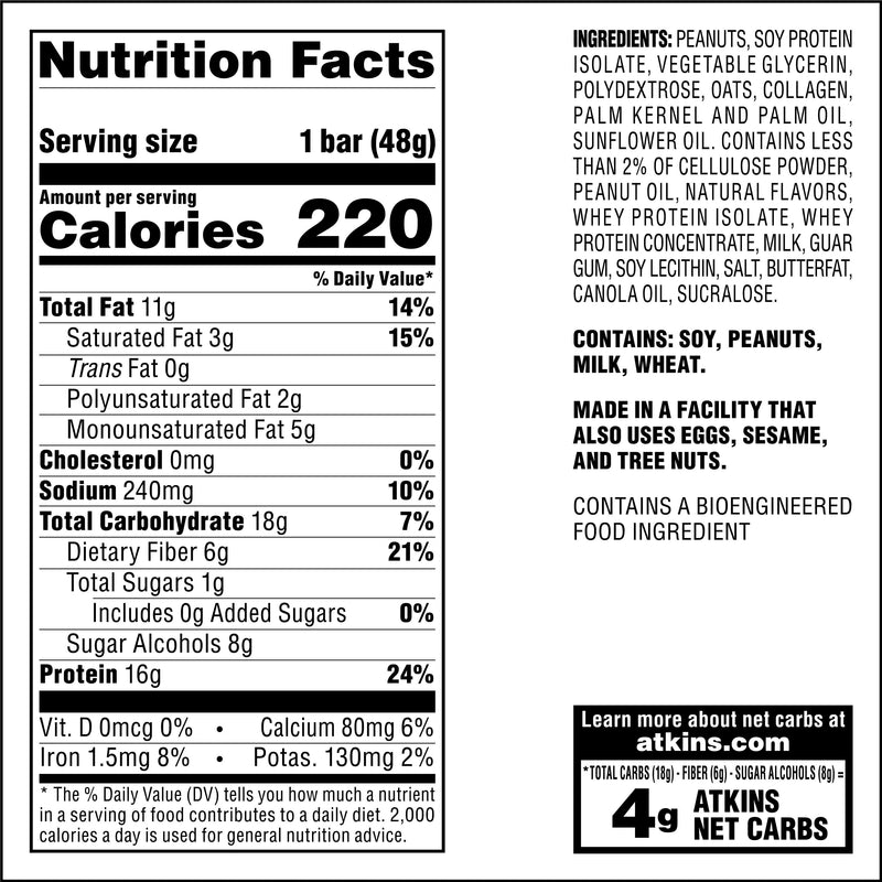 Peanut Butter Granola Protein Meal Bar, High Fiber, Low Sugar, Meal Replacement, Keto Friendly, 5 Count