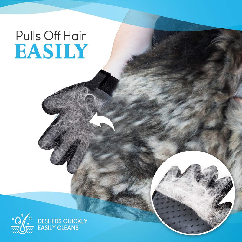 Single Glove (Right Hand) Pet Hair Remover for Grooming, Gentle, Machine Washable, Deshedding Brush Gloves, Cat Brush, Dog Brush, Horse Brush, for Long Hair, Short Hair - Dog Grooming