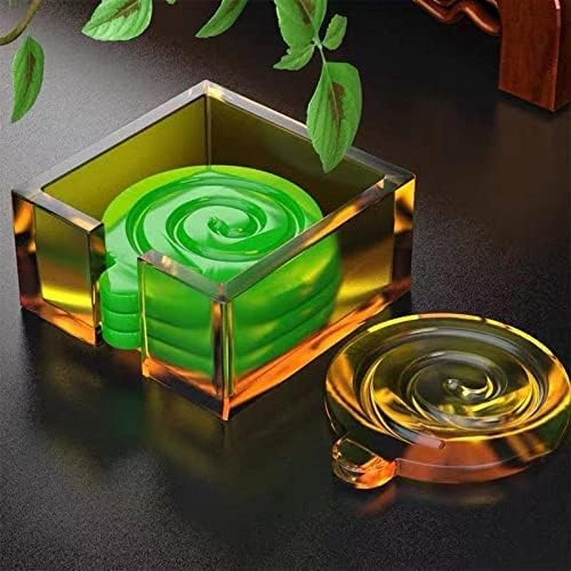 Resin Coaster Molds, Non-Slip Molds with Holder Stand Storage Box for Casting, DIY Silicone Epoxy Resin, Valentine'S Day Resin Molds, 4 Coasters & 1 Holder (TZ002)