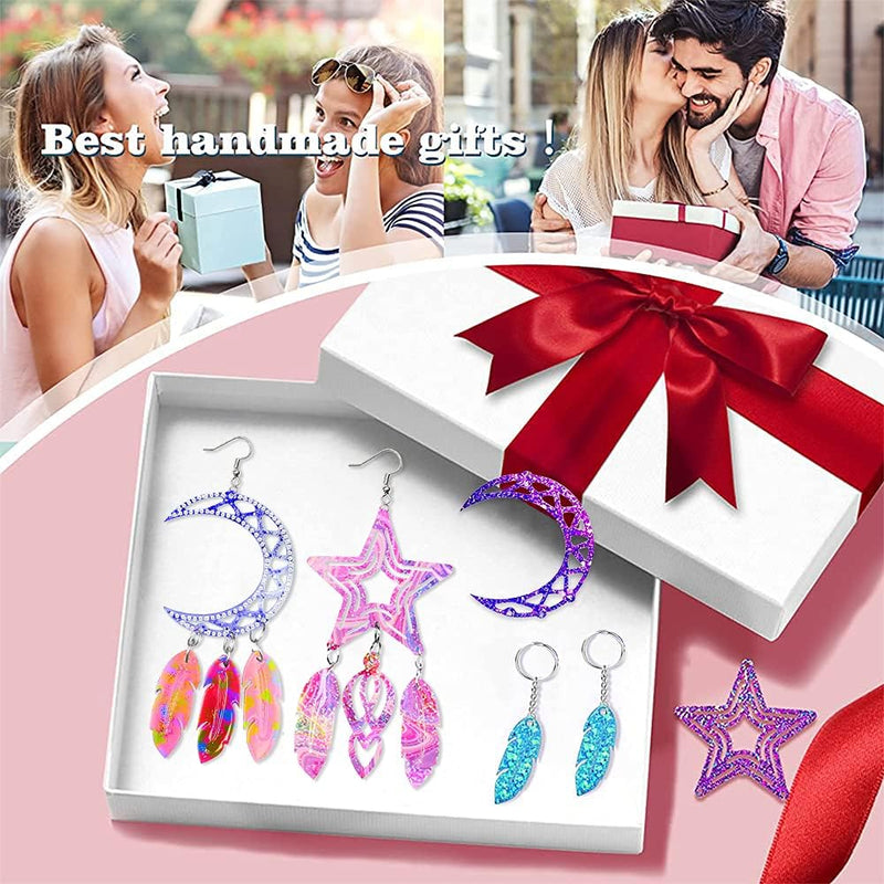 42Pcs Resin Molds-Silicone Resin Molds Earring/Pendant Wall Hanging Christmas Decoration-Epoxy Resin Molds Keychain Making Set with 35 PCS Tools for DIY Gift Crafts Making