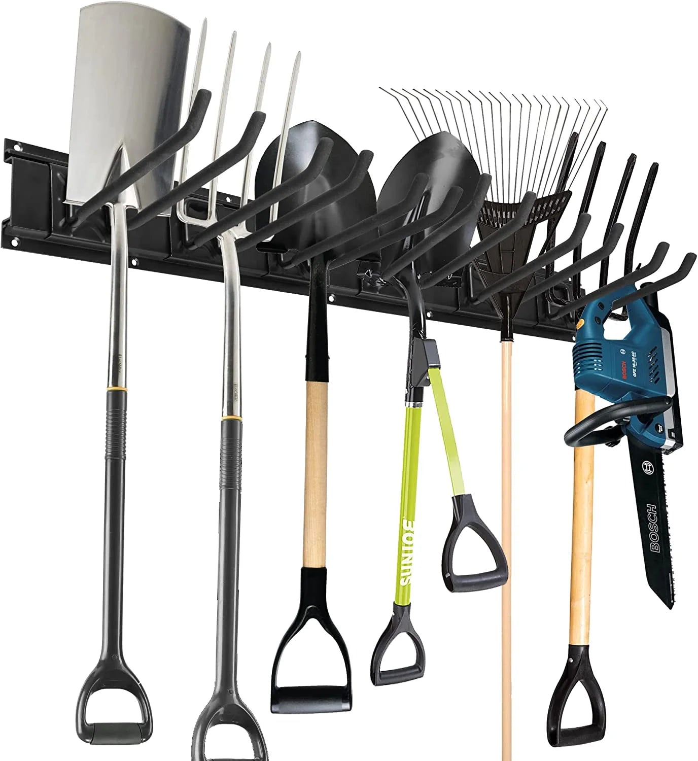 Garage Tool Organizer Wall Mount 6 Hooks, Heavy Duty Metal Racks Holder for Garage Yard Garden Tools