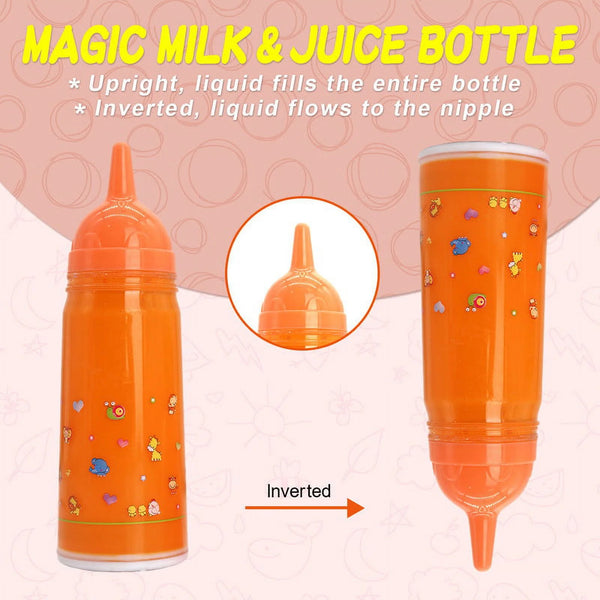 Magic Baby Doll Bottles Children'S Toy Accessorie 2 PCS Milk & Juice Bottle