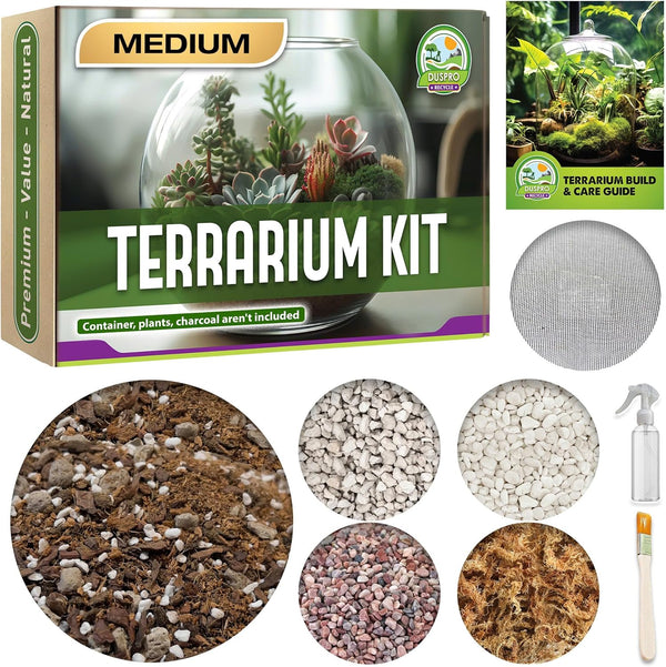 Terrarium Starter Kit, Coco Coir, Peat Moss, Pine Bark, Perlite, Pumice, Medium