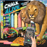 By , Augmented Reality Chalk Art, Watch a Lion, Tiger & Dolphin Come Alive, Includes 6 Interactive Chalks, 3 Reusable Stencils