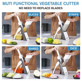 Vegetable Mandoline Slicer Chopper, Kitchen Adjustable Safe Onion Potato Food Chopper, Perfect for Slicing, Chopping, Shredding and Dicing (Gray)