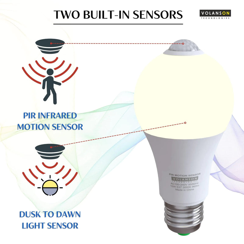 Motion Sensor Light Bulbs with Dusk to Dawn Sensor Indoor Motion Detector Bulb