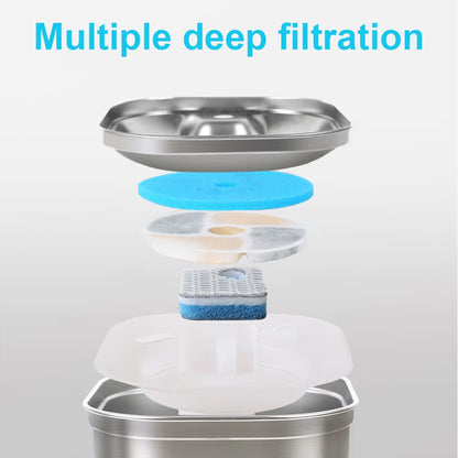 Stainless Steel Cat Drinking Fountain Automatic Pet Fountains Water Dispenser Ultra Quiet Pump Water Foutain for Multiple Pets