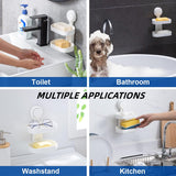 Shower Soap Holder Suction Cup Dish for Wall Double Layer Heavy Duty Bar Self