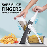 Vegetable Mandoline Slicer Chopper, Kitchen Adjustable Safe Onion Potato Food Chopper, Perfect for Slicing, Chopping, Shredding and Dicing (Gray)