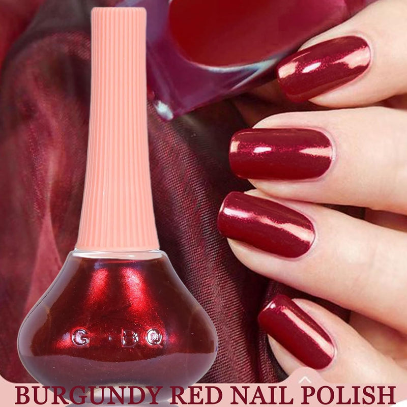 Pearl Red Gel Nail Polish, Quick Air Dry Wine Red Nail Polish, Deep Red Polish for Nails, Burgundy Nail Polish Long Wearing, Dark Red Nail Polish for Women & Girls, 12ML