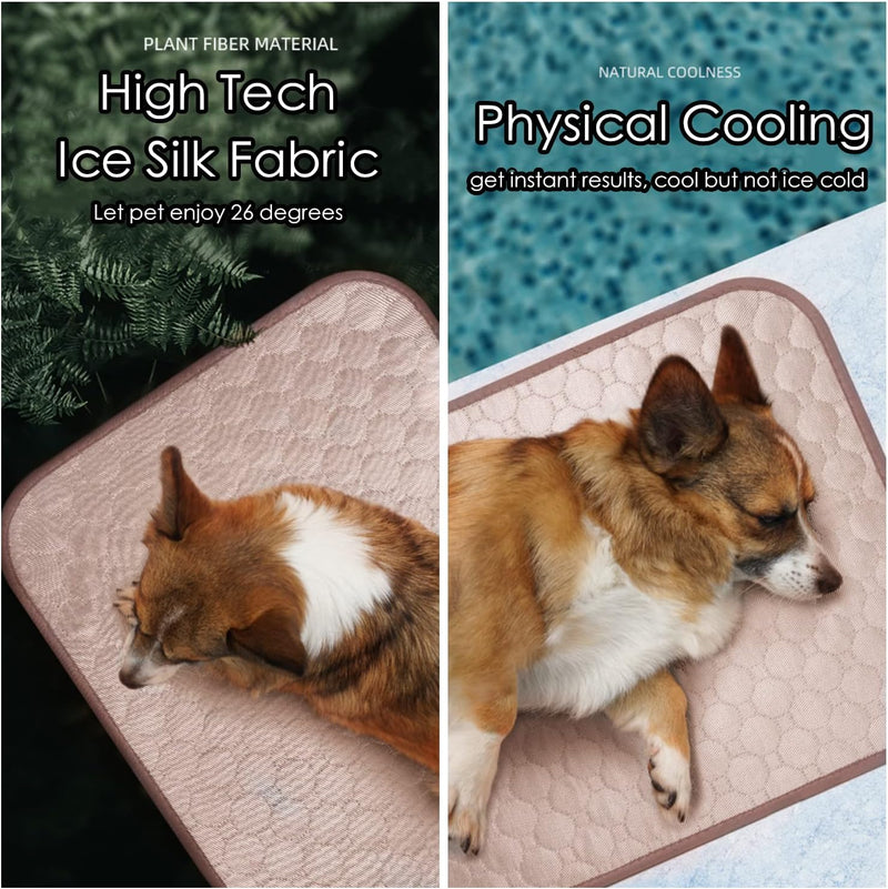 Dog Self Cooling Mat Pet Washable Pads Breathable Pet Blanket Hot Weather Sleeping Kennel Mat,Ice Silk Sleep Mat Pad Non-Toxic Breathable Sleep Bed for Large Dogs Cats No Water