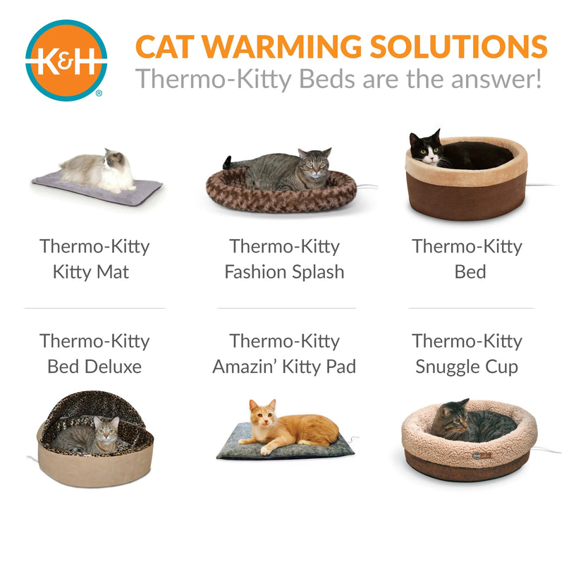 Thermo-Snuggle Cup Bomber - Indoor Heated Cat Bed Chocolate 14 X 18 Inches