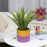 Cement Planter Flower Pot 6.1 Inches with Drainage Hole - Gradient Indoor and Outdoor Flower Pot for Orchid, Sunflowers, Bonsai, and House Plants - Unique Concrete Planter (Orange Purple)