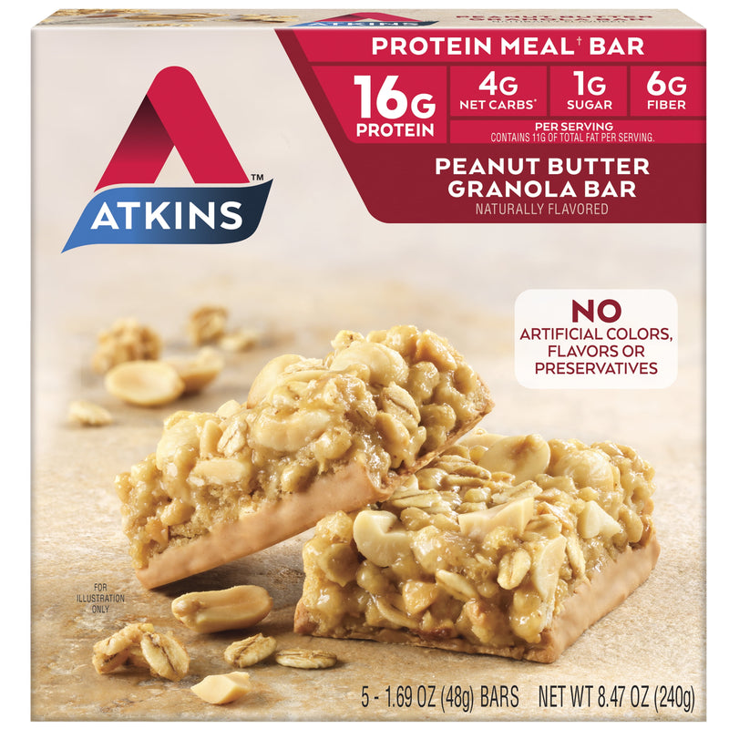 Peanut Butter Granola Protein Meal Bar, High Fiber, Low Sugar, Meal Replacement, Keto Friendly, 5 Count