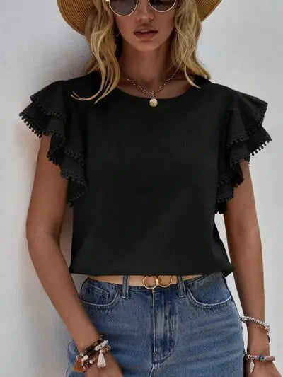 Denise Ruffle Cap Sleeve Top