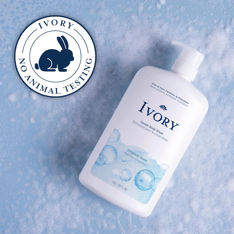 Ivory Gentle Body Wash, Designed for the Whole Family, Free of Dyes Heavy Perfumes Parabens Phthalates & Silicones, Original Scent, 35 oz 35 Fl Oz (Pack of 1)