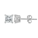 14K White Gold Princess Cut Lab-Grown Diamond Solitaire Stud Earrings (F-G Color, VS2-SI1 Clarity)