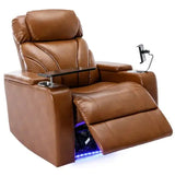 Power Motion Recliner Electric Power Recliner With USB Charging Port, Hidden Arm Storage, Convenient Cup Holder And Bluetooth Speaker, Light Brown