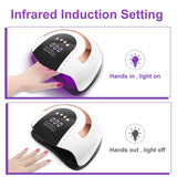 268W UV LED Nail Lamp, LKE Nail Dryer for Gel Polish, 4 Timers UV Nail Lamp Professional Nail Light, 57Pcs Lamp Beads and Automatic Sensor(White)