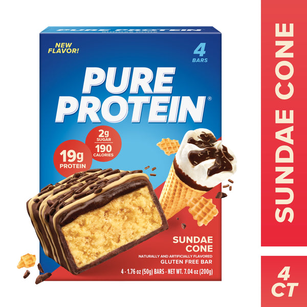 Bars, Sundae Cone, 19G Protein, Gluten Free, 1.76 Oz, 4 Ct