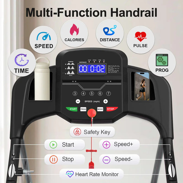 Home Folding Treadmill With Pulse Sensor