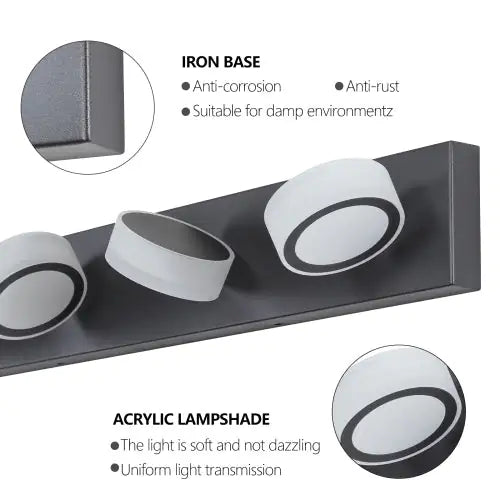 LED Modern Black 4 Light Vanity Light Fixture Mirror Bathroom Wall Light Unavailable Platforms- Temu