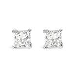 14K White Gold Princess Cut Lab-Grown Diamond Solitaire Stud Earrings (F-G Color, VS2-SI1 Clarity)