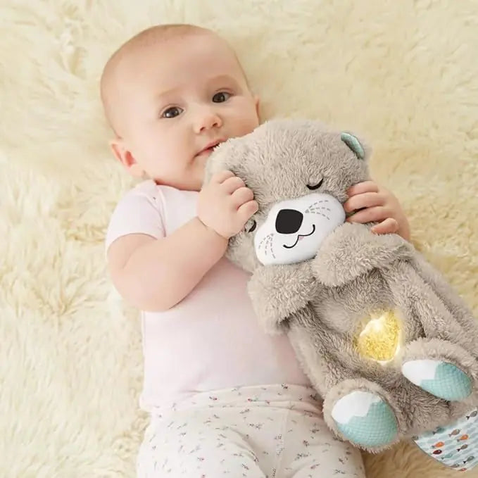 Sound Machine Soothe 'n Snuggle Otter Portable Plush Baby Toy with Sensory Details Music Lights & Rhythmic Breathing Motion