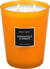 Homelights Scented Candles | Large Jar Candle-33.3 Oz. Natural Soy Aromatherapy Candles | up to 130 Hours Burn Time with 3 Cotton Wicks, Home Decorative Fragrance Candles Gift - Osmanthus Amber