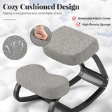 Wooden Ergonomic Backless Rocking Kneeling Chair with Padded Cushion