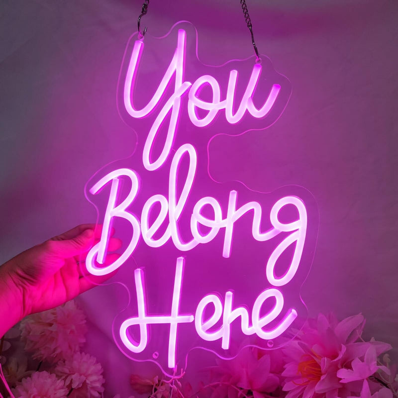 You Belong Here Neon Signs for Wall Decor, Dimmable LED Neon Signs for Bedroo...