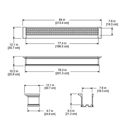Yorkshire 84 In. X 12 In. Self Watering White Vinyl Window Box