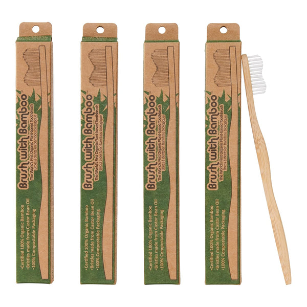 Toothbrush with Plant-Based Bristles - 4 Pack