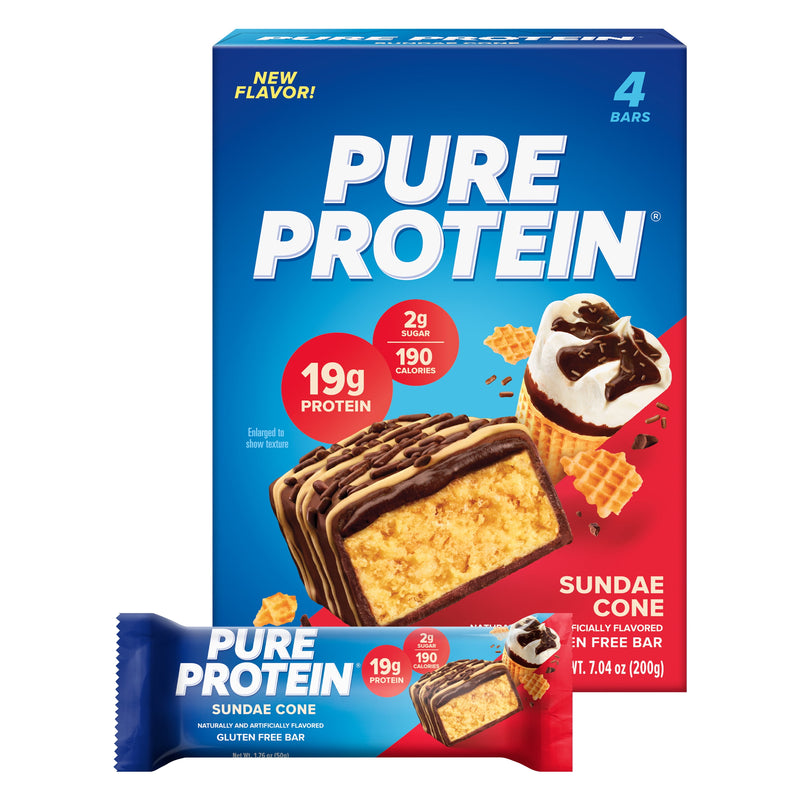 Bars, Sundae Cone, 19G Protein, Gluten Free, 1.76 Oz, 4 Ct