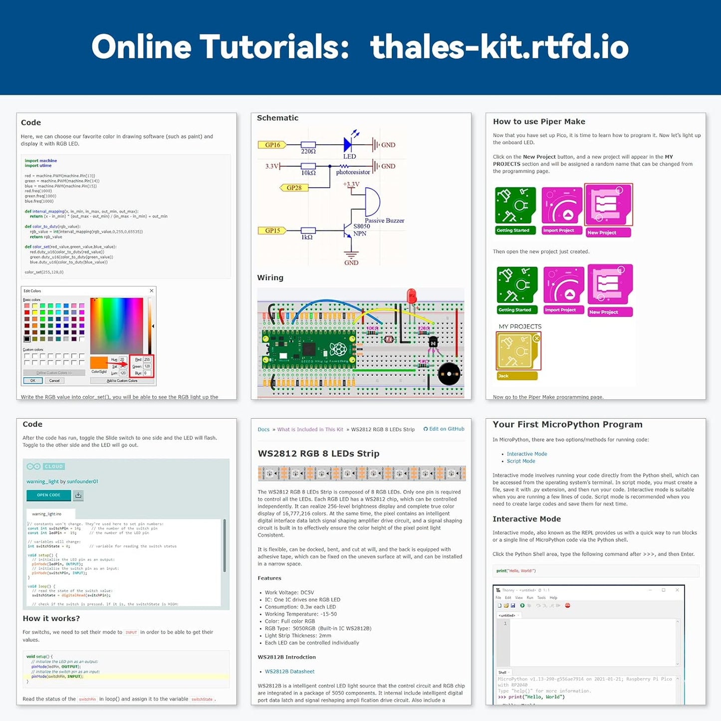 Starter Kit for Raspberry Pi Pico with 40 Projects Online Tutorials, Micropython C Piper Make Code, One-Stop Learning Electronics and Programming for Raspberry Pi Arduino Beginners Experts