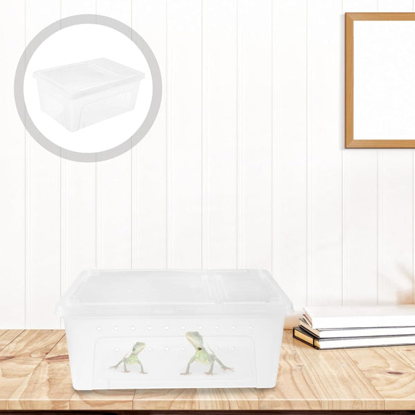 Reptile Breeding Box Plastic Spider Enclosure : Reptile Feeding Box Spider Terrarium - Transparent Hatching Container Reptile Box for Lizard Gecko, 25.8X15.1X11Cm