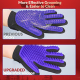 Upgrade Version Pet Grooming Glove - Gentle Deshedding Brush Glove - Efficient Pet Hair Remover Mitt - Enhanced Five Finger Design - Perfect for Dog & Cat with Long & Short Fur - 1 Pair (Purple)