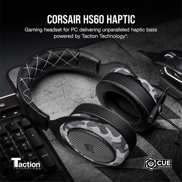 HS60 Haptic Stereo Gaming Headset with Haptic Bass, Memory Foam Earcups, Removable Microphone, Windows Sonic Compatible, Discord-Certified for PC - Arctic Camo