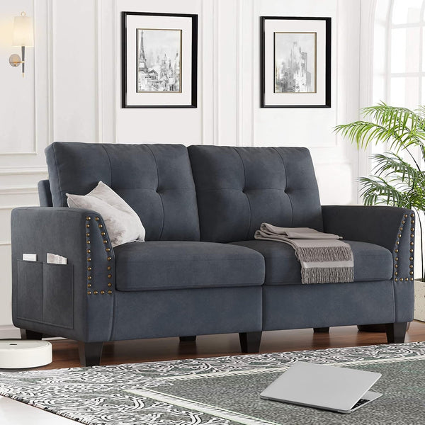 Loveseat Sofa Couch Small Love Seats Furniture Bluish Grey Loveseat for Small Spaces