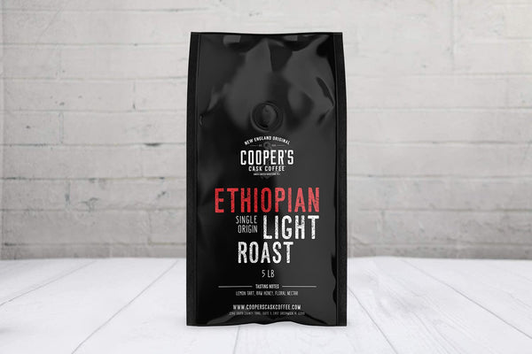 Ethiopian Bold Light Roast Coffee, Gourmet Single-Origin Coffee Beans from Ethiopia, Whole Bean, 5Lb Bag