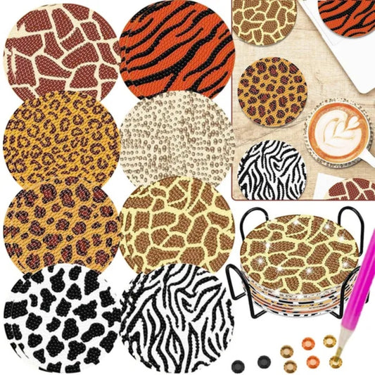 8 Pcs Rhinestones Art Coasters Kits With Holder