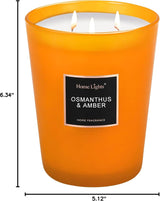 Homelights Scented Candles | Large Jar Candle-33.3 Oz. Natural Soy Aromatherapy Candles | up to 130 Hours Burn Time with 3 Cotton Wicks, Home Decorative Fragrance Candles Gift - Osmanthus Amber