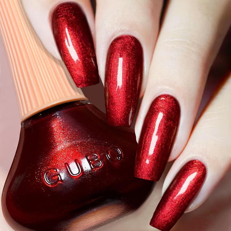 Pearl Red Gel Nail Polish, Quick Air Dry Wine Red Nail Polish, Deep Red Polish for Nails, Burgundy Nail Polish Long Wearing, Dark Red Nail Polish for Women & Girls, 12ML